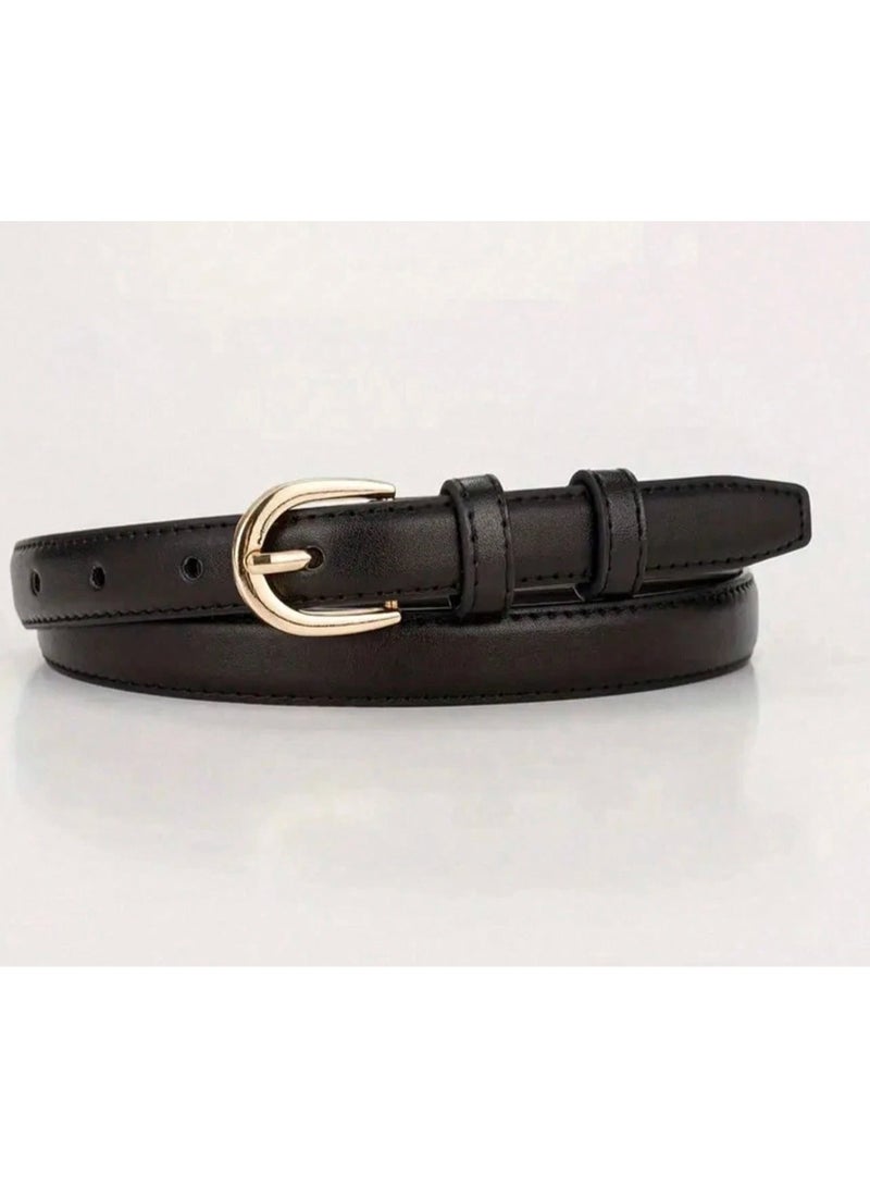 Shein 2pcs Solid Color Casual PU Leather Belt, Minimalist Design, Suitable For Women In Summer, - Image 4