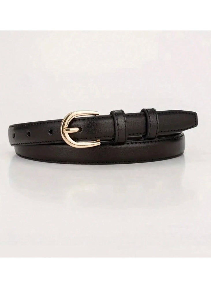Shein 2pcs Solid Color Casual PU Leather Belt, Minimalist Design, Suitable For Women In Summer, - Image 2