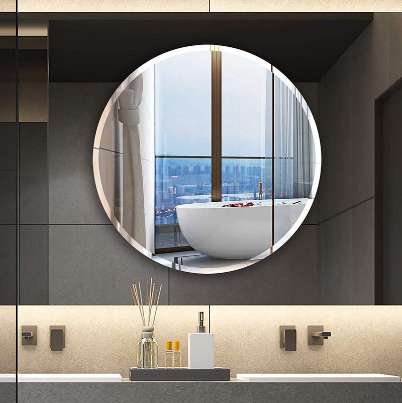 PRINCE ART Mirror Glass Bathroom Wall Decorative Mirror for Dressing Room Bedroom Living Room Hall Makeup Room Wash Basin Round Shape Size 15 x 15 Inch - Image 2
