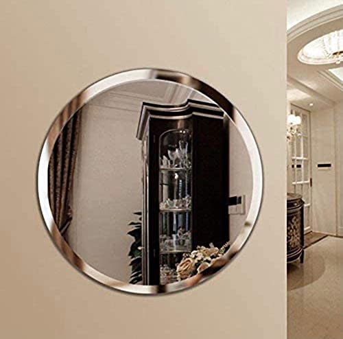 PRINCE ART Mirror Glass Bathroom Wall Decorative Mirror for Dressing Room Bedroom Living Room Hall Makeup Room Wash Basin Round Shape Size 15 x 15 Inch - Image 1