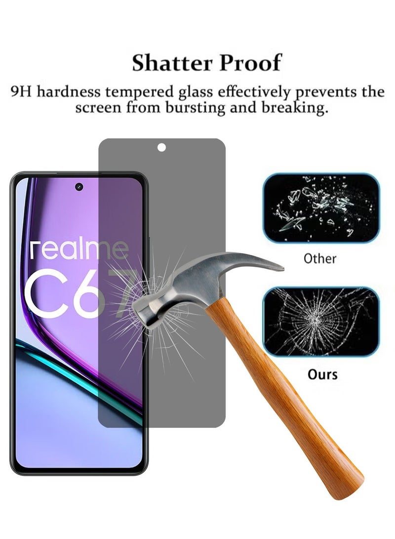 X-level 2 Pack Realme C67 4G Privacy Screen Protector with Easy Install Anti-Scratch Glass 9H Hardness,Anti-Spy Anti-fingerprint Anti-drop Tempered Glass Film Protector Full Cover Protection accessory - Image 4