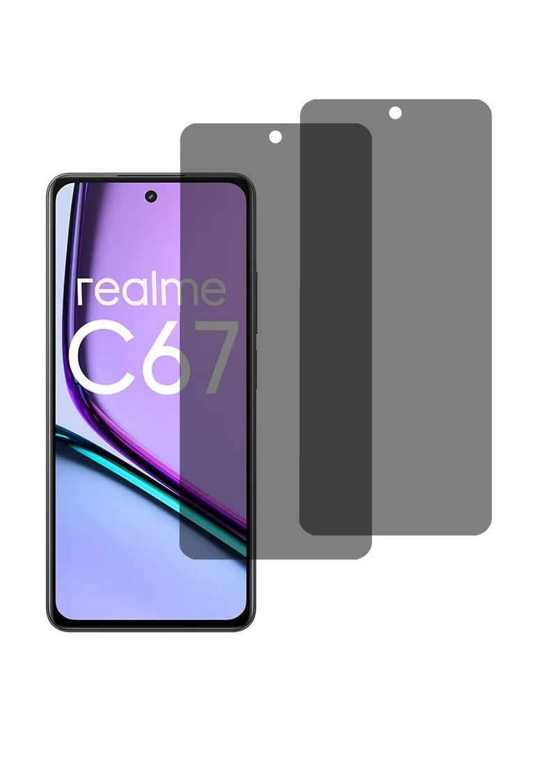 X-level 2 Pack Realme C67 4G Privacy Screen Protector with Easy Install Anti-Scratch Glass 9H Hardness,Anti-Spy Anti-fingerprint Anti-drop Tempered Glass Film Protector Full Cover Protection accessory - Image 1