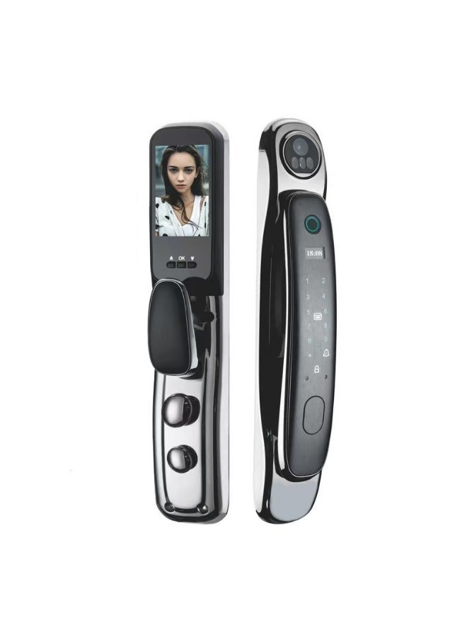 قفل الباب الذكي، قفل كلمة المرور الإلكترونية، قفل الباب الذكي للمنزل بأكمله، التعرف على الوجه ثلاثي الأبعاد الاتصال الداخلي البصري عين القط مع وظيفة المراقبة النشطة - Image 1