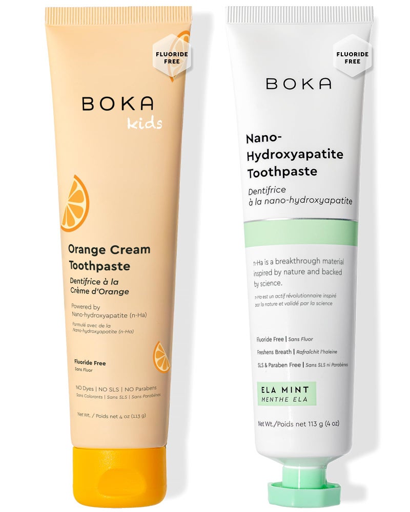 Boka Fluoride Free Toothpaste Nano Hydroxyapatite Toothpaste - Ela Mint, Orange Cream Flavor, 4 oz 2Pk US Manufactured - Image 1
