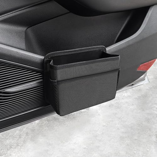 AOWIS Car Trash Can Small Foldable Multifunctional Hanging Storage Box Trash Can with a Roll of Garbage Bag Multi Pocket Design Suitable for Car Home and Office Black - Image 1