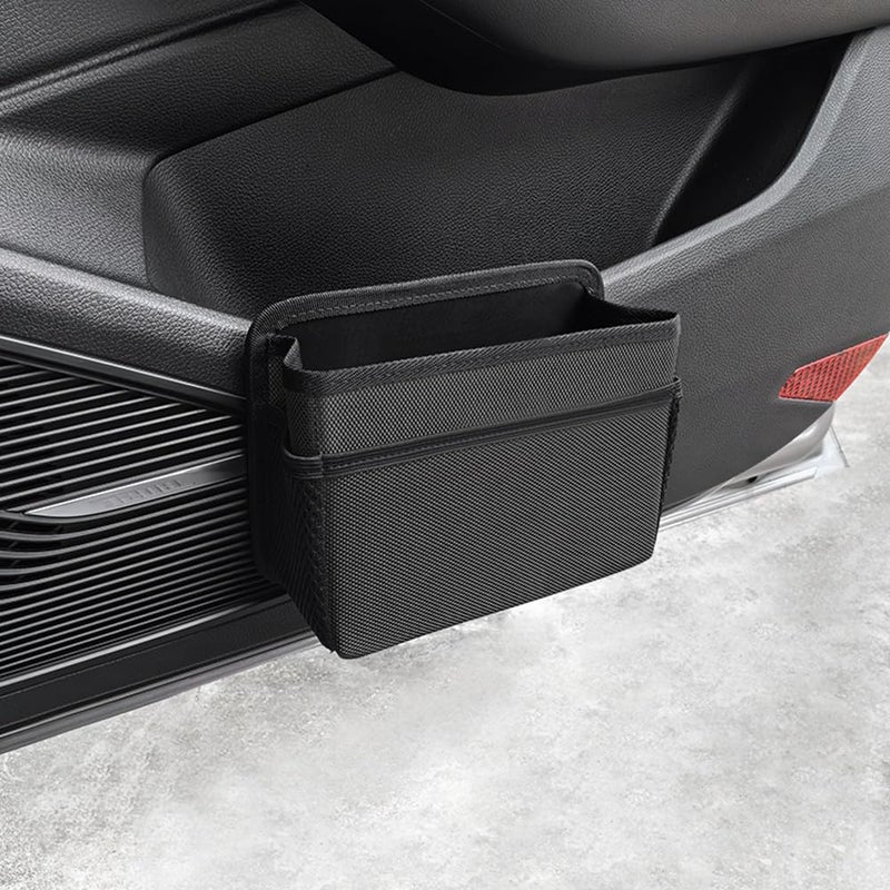 AOWIS Car Trash Can Small Foldable Multifunctional Hanging Storage Box Trash Can with a Roll of Garbage Bag Multi Pocket Design Suitable for Car Home and Office Black - Image 2