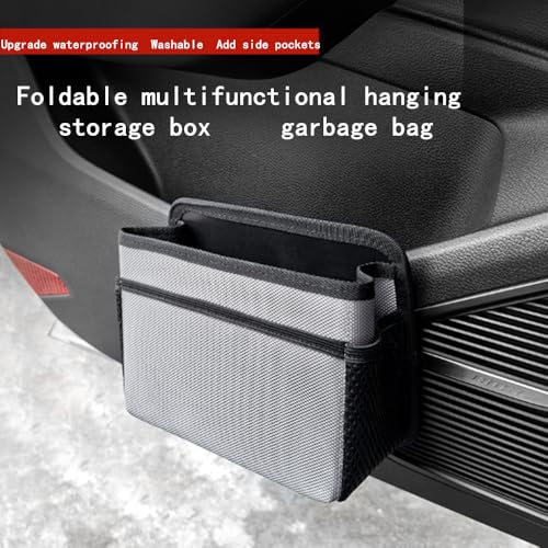 AOWIS Car Trash Can Small Foldable Multifunctional Hanging Storage Box Trash Can with a Roll of Garbage Bag Multi Pocket Design Suitable for Car Home and Office Black - Image 3