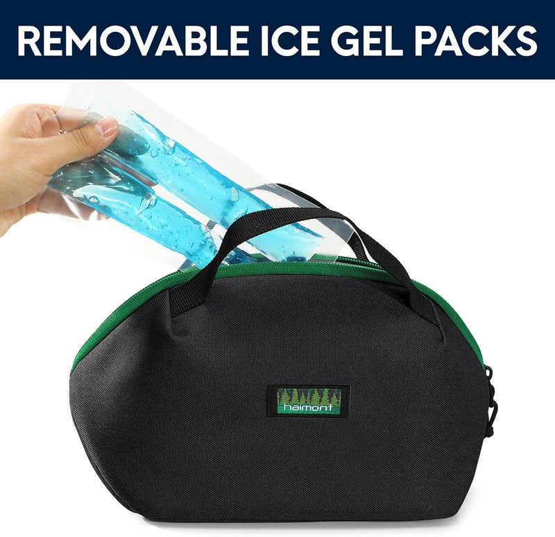 Haimont Freezable Snack Lunch Bag Reusable Freezer Mini Lunch Cooler, Small Insulated Bag Foldable for Work Travel Picnic, Black - Image 3