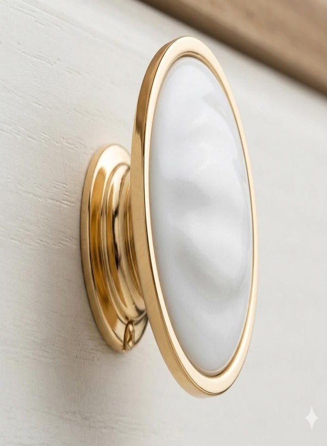 ES EVGOR STUDIO Evgor Studios Ceramic and Gold Cabinet Knob for Chest of Drawer,sidetable,Kitchen Cabinet etc Pack of 2 - Image 1