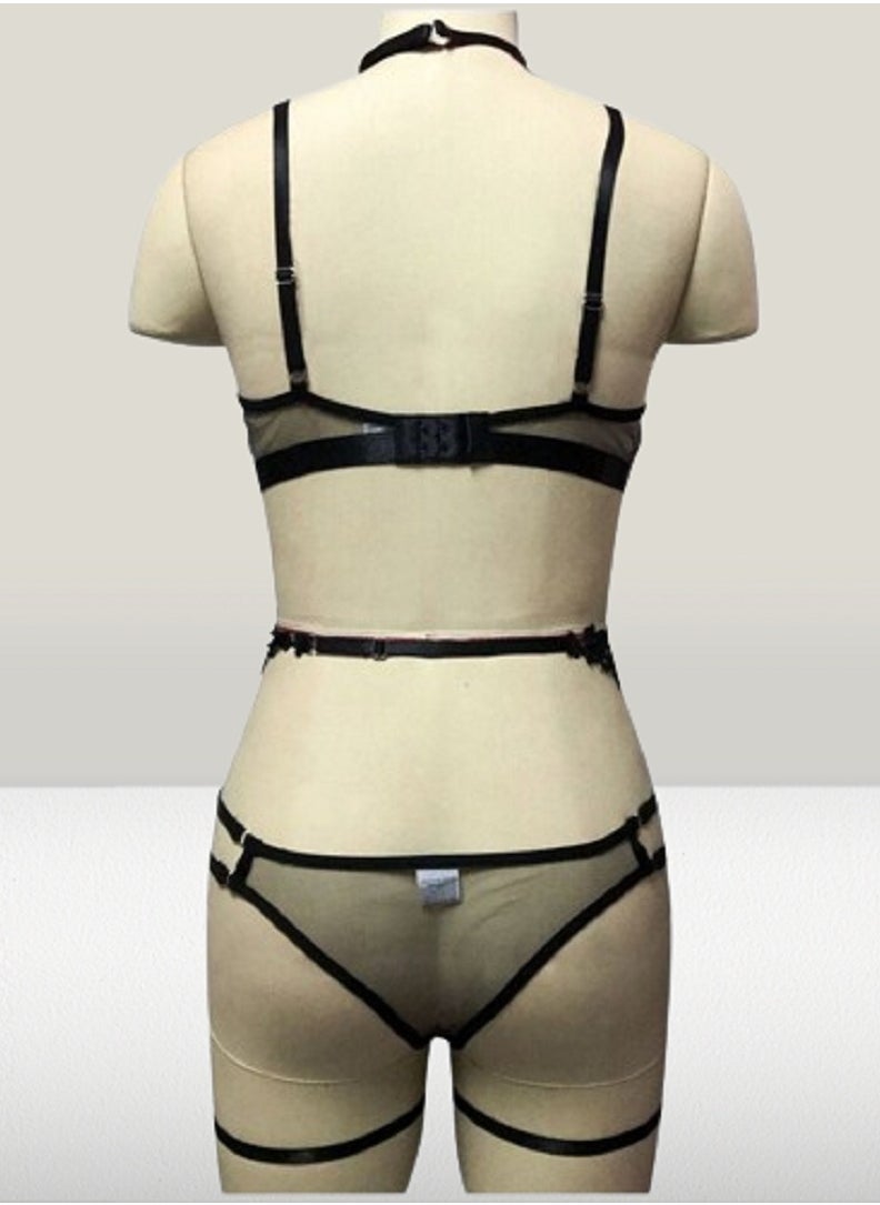 Ward - Women's Transparent Black Floral Lingerie Set Two-Piece - Image 1