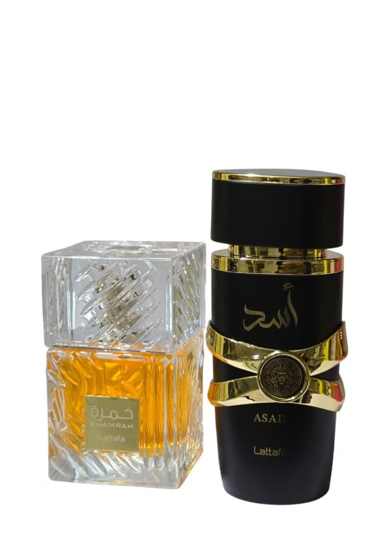 Lattafa Khamra and Asad perfume package 100 ml
