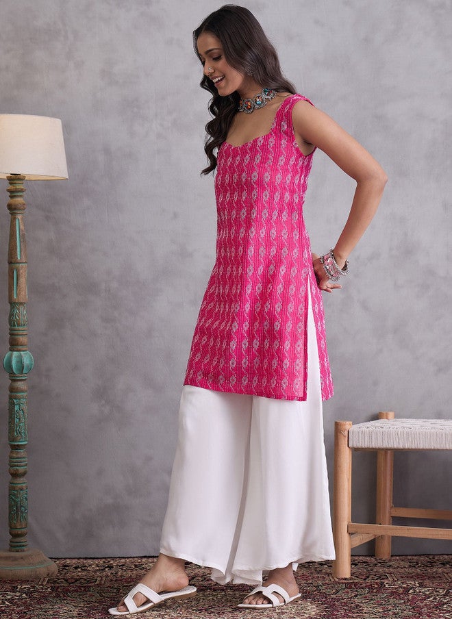 InWeave Geometric Printed Cotton Kurta for Women - Image 1