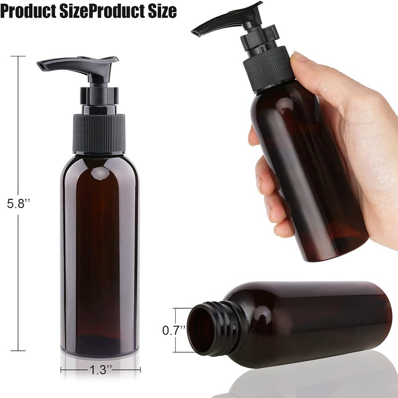 BOMEX 5 Pack Travel Bottles Pump Bottles Dispenser 3.4oz/100ml Plastic Lotion Pump Bottle Clear Travel Toiletry Bottles with Extra 1 Pump Leak Proof for Makeup Cosmetic Containers (Brown) - Image 2