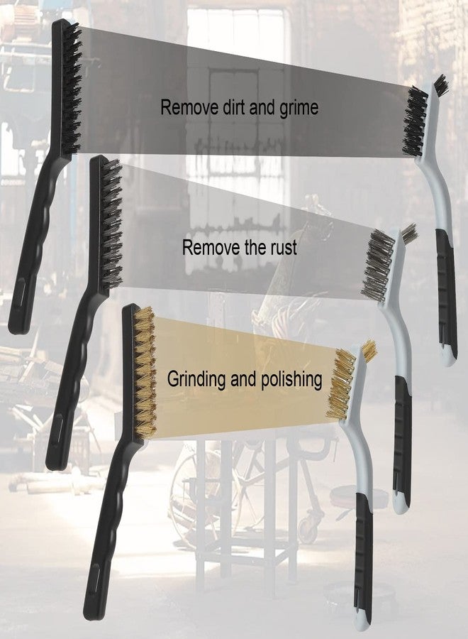 VASTOOLS Wire Brushes Cleaning Set 6Pc, 9" and 7", Wire Brushes for Cleaning Welding Slag, Rust and Dust. includes Brass, Nylon, Stainless Steel Brushes with Strong Handle - Image 3