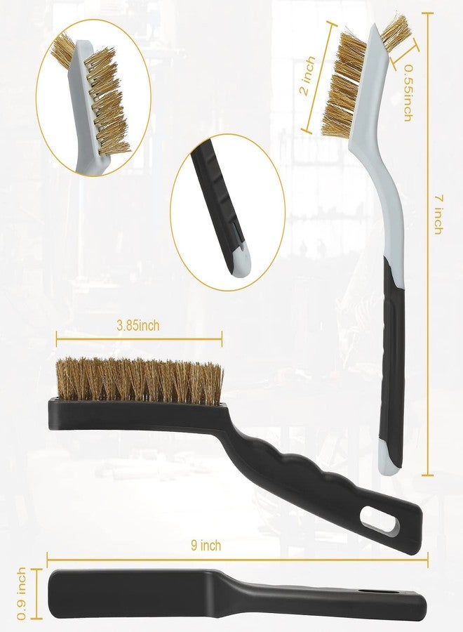 VASTOOLS Wire Brushes Cleaning Set 6Pc, 9" and 7", Wire Brushes for Cleaning Welding Slag, Rust and Dust. includes Brass, Nylon, Stainless Steel Brushes with Strong Handle - Image 4