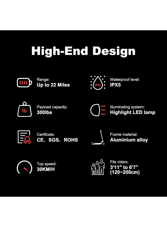 إي تي جي 8.5 "سكوتر كهربائي للبالغين - 25KM / H ، 20KM Range ، 350W محرك بلا فرشاة ، الفرامل المزدوجة ، F E-الفرامل + R القرص ، التحكم في التطبيق ، الإطارات المملوءة بالهواء ، شاشة LCD ، قابلة للطي والمحمولة ، تحميل 120KG - أسود - Image 2