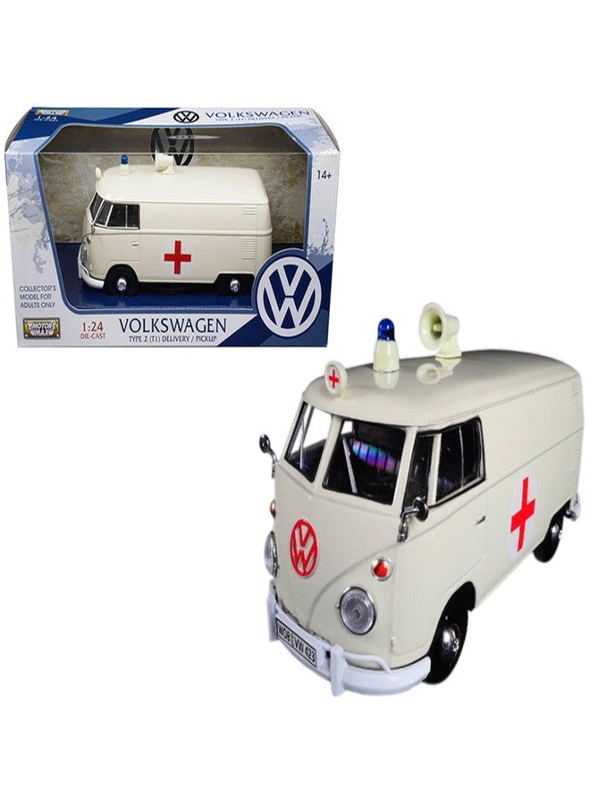 Motormax Volkswagen Type 2 T1 Ambulance Cream 1/24 Diecast Model Car 79565