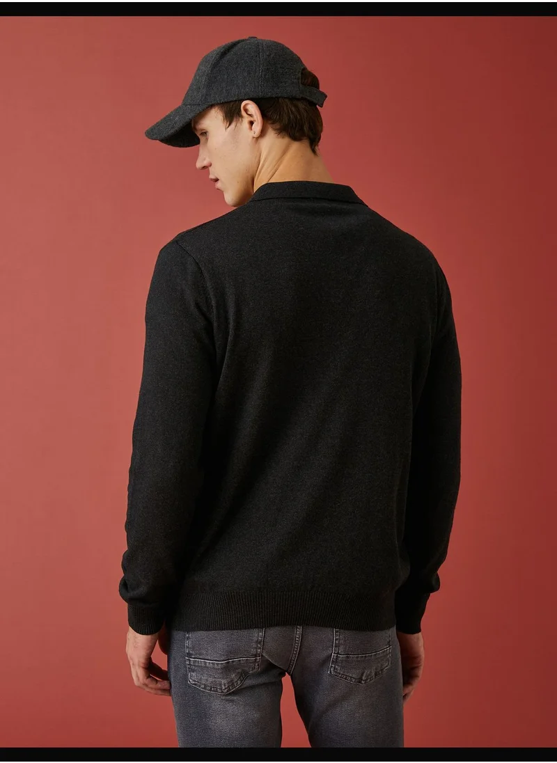 كوتون Polo Neck Sweater Zipper Detailed