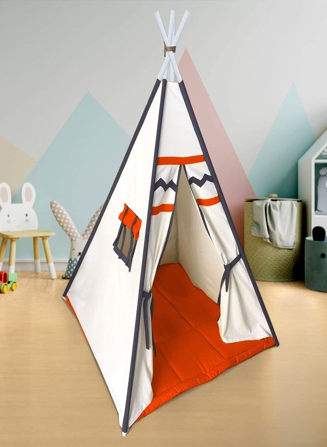 next day art Play Tent for Kids Portable Foldable Flag House for Children Play Tents with Mat for Girl&Boy Playhouse Toys Or Child Indoor&Outdoor with Baby Pillow Red-White, 1 Playtime Theme - Image 2