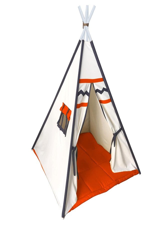 next day art Play Tent for Kids Portable Foldable Flag House for Children Play Tents with Mat for Girl&Boy Playhouse Toys Or Child Indoor&Outdoor with Baby Pillow Red-White, 1 Playtime Theme - Image 1