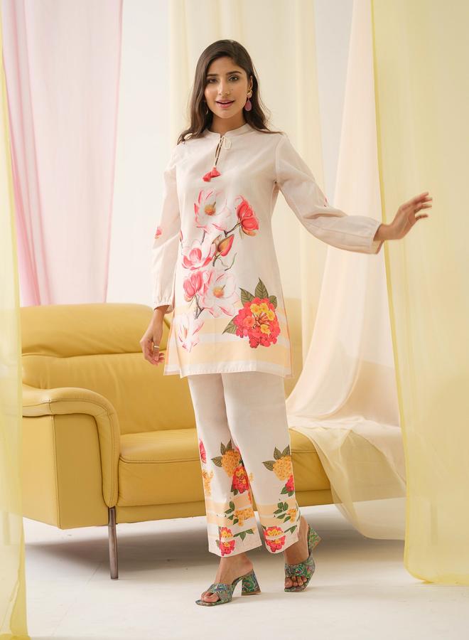 DW Printed Linen Long Sleeve Tunic and Palazzos Co-Ords - Image 4