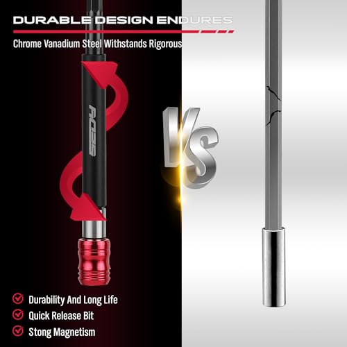 SEDY 2-Piece 6", 12" Extra Long Magnetic Screwdriver Bit Holders, 1/4 Inch Hex Shank Quick Release Extension Adapter, Durable CR-V Steel, Universal Fit for Impact Driver Bits - Image 2