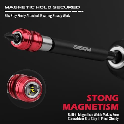 SEDY 2-Piece 6", 12" Extra Long Magnetic Screwdriver Bit Holders, 1/4 Inch Hex Shank Quick Release Extension Adapter, Durable CR-V Steel, Universal Fit for Impact Driver Bits - Image 3