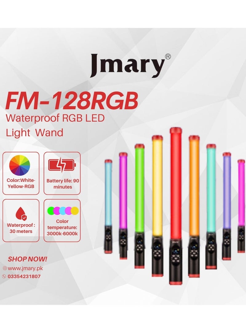 Jmary FM-128RGB Waterproof Handheld RGB LED Video Light Wand Stick - Image 1