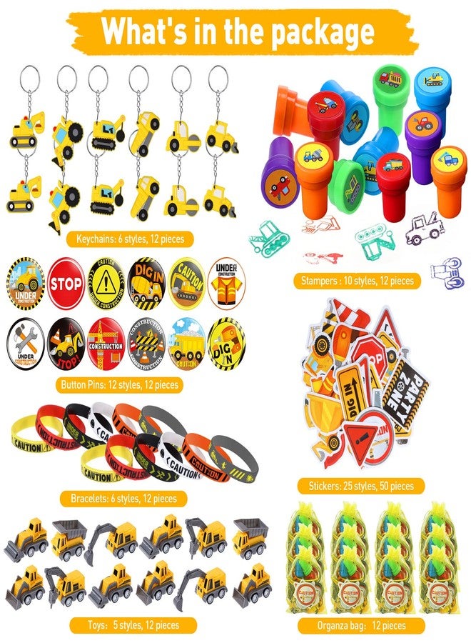 Capoda 244 Pcs Construction Birthday Party Favors Set for 24 Guests Include Mini Truck Toys Goodie Bags & Construction Theme Supplies for Birthday Party Favors - Image 4