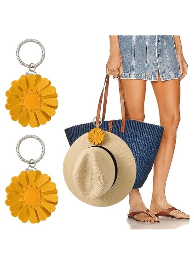 Travel Hat Clip in Yellow for Bag or Luggage - Leather Holder for Handbag, Backpacks, or Travel Essential Accessory  - Image 1