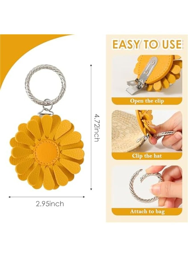 Travel Hat Clip in Yellow for Bag or Luggage - Leather Holder for Handbag, Backpacks, or Travel Essential Accessory  - Image 2