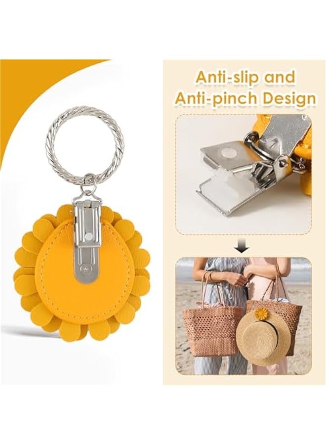 Travel Hat Clip in Yellow for Bag or Luggage - Leather Holder for Handbag, Backpacks, or Travel Essential Accessory  - Image 3