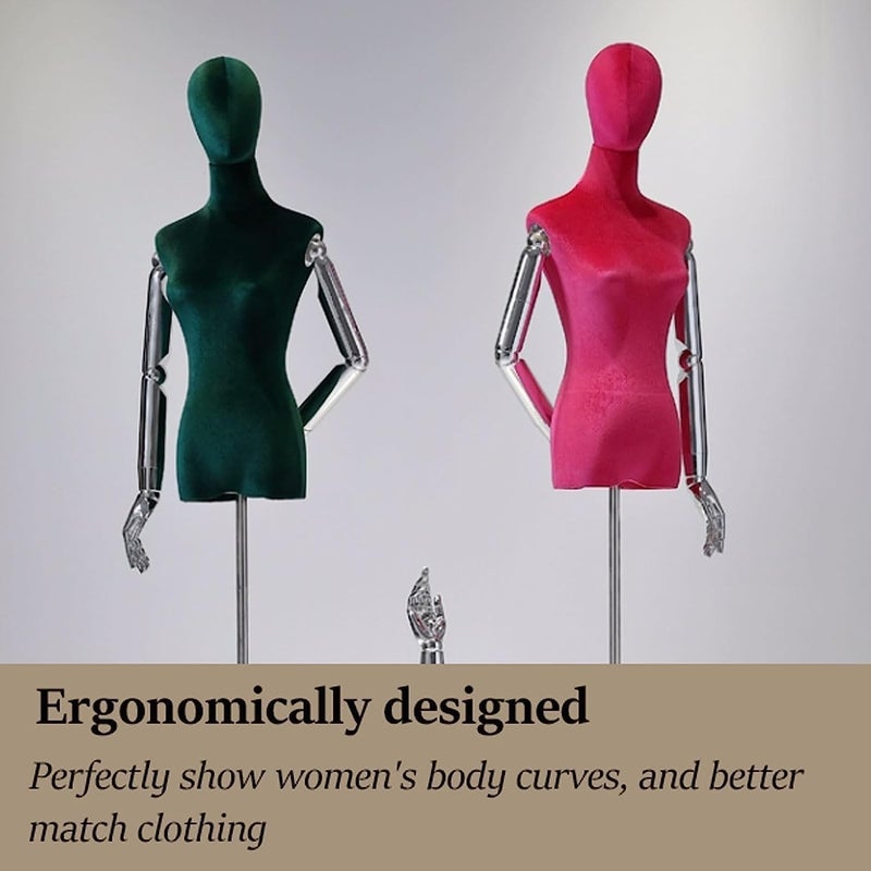 Mannequins Simple Half Body Manikin with Metal Square Base Female Mannequin Torso Adjustable - Image 3