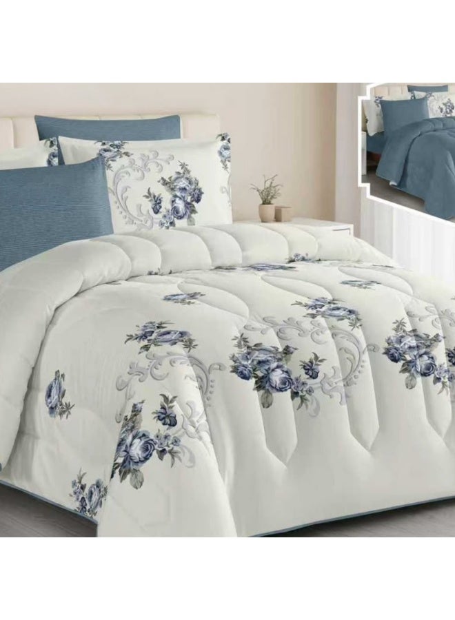SMART HOME Luxury Summer Hotel Double Bed Set, 6 Pieces – Quilted Comforter Set with Soft Filling – Double Comforter with Fitted Sheet, 2 Pillowcases, and 2 Square Cushion Covers – Cool and Comfortable Summer Bedspread – Elegant Hotel Bedding Set for Bedrooms – Size 250x230 cm – High Quality, Suitable for Everyday Use and Hotels – Made of Microfiber - Image 3