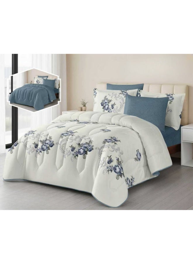 SMART HOME Luxury Summer Hotel Double Bed Set, 6 Pieces – Quilted Comforter Set with Soft Filling – Double Comforter with Fitted Sheet, 2 Pillowcases, and 2 Square Cushion Covers – Cool and Comfortable Summer Bedspread – Elegant Hotel Bedding Set for Bedrooms – Size 250x230 cm – High Quality, Suitable for Everyday Use and Hotels – Made of Microfiber - Image 4