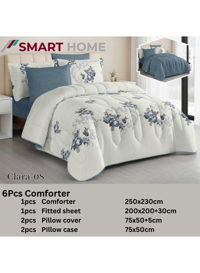 SMART HOME Luxury Summer Hotel Double Bed Set, 6 Pieces – Quilted Comforter Set with Soft Filling – Double Comforter with Fitted Sheet, 2 Pillowcases, and 2 Square Cushion Covers – Cool and Comfortable Summer Bedspread – Elegant Hotel Bedding Set for Bedrooms – Size 250x230 cm – High Quality, Suitable for Everyday Use and Hotels – Made of Microfiber - Image 2