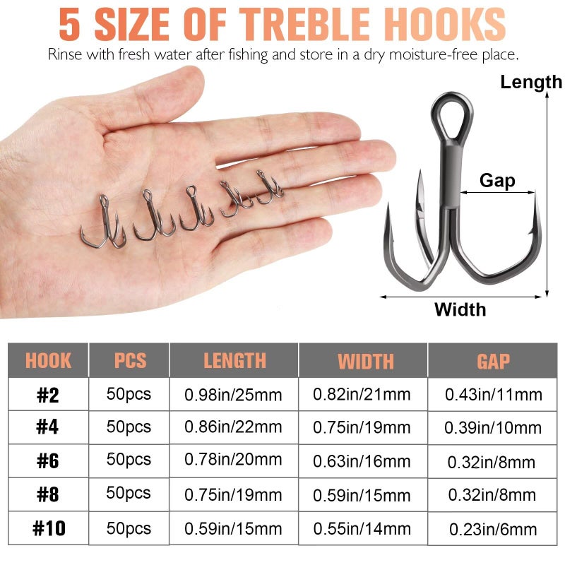 Dovesun Fishing Treble Hooks 3X Strong Professional V Ptfe Coating Treble Fishing Hooks For Saltwater Freshwater 50Pcs Size #4 - Image 4
