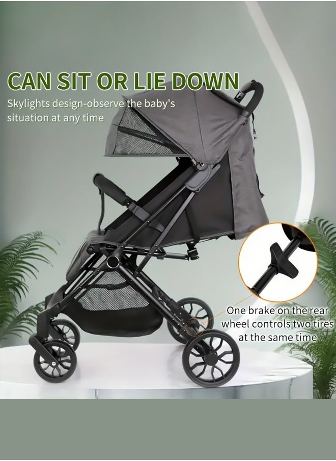 Bukela - Portable Lightweight Baby Stroller - One-Key Foldable Travel Push Chair, 360° Universal Wheels, Multi-Position Reclining Back, Large Canopy with Skylight, Adjustable Footrest, Aluminum Alloy Frame, Compact Fold, Ideal for Newborns to Toddlers (0-3 Years) - Image 1