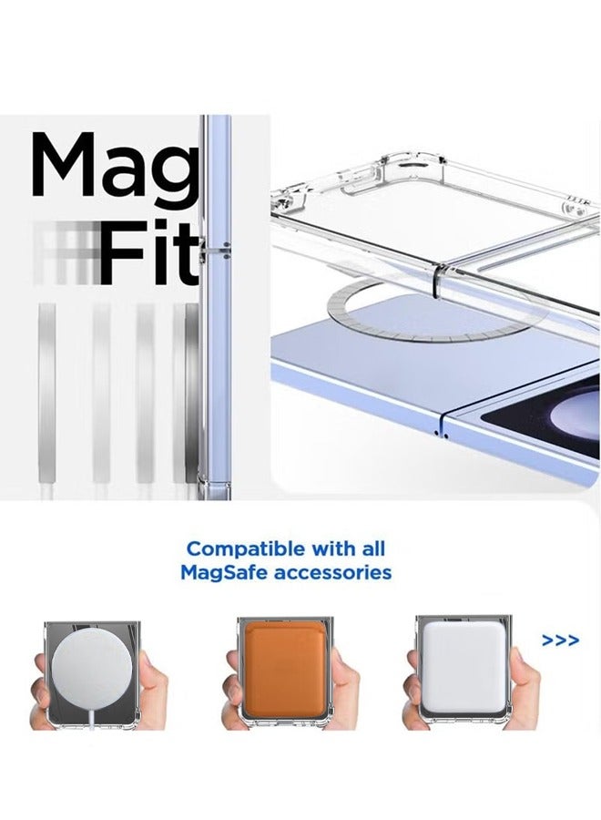 Magnetic Clear Case for Samsung Galaxy Z Flip 5 5g, Support Magsafe and Wireless Charger, Transparent Shockproof and Drop-Proof Phone Back Cover for Galaxy Z Flip 5  - Image 3