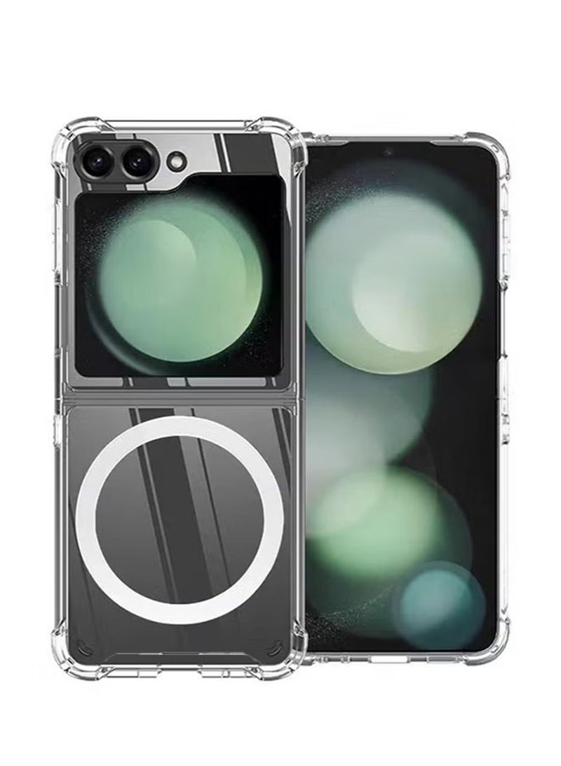 Magnetic Clear Case for Samsung Galaxy Z Flip 5 5g, Support Magsafe and Wireless Charger, Transparent Shockproof and Drop-Proof Phone Back Cover for Galaxy Z Flip 5  - Image 1