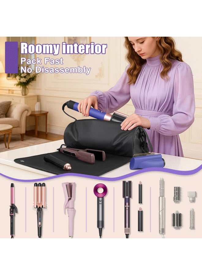MIUONO Hair Tools Travel Bag, Hair Tool Organizer with Big Heat Resistant Mat, Hair Dryer Curling Iron Travel Case for Flat Irons, Straighteners and Haircare Accessories - Image 4