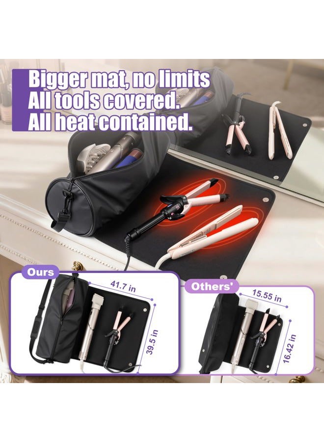 MIUONO Hair Tools Travel Bag, Hair Tool Organizer with Big Heat Resistant Mat, Hair Dryer Curling Iron Travel Case for Flat Irons, Straighteners and Haircare Accessories - Image 3