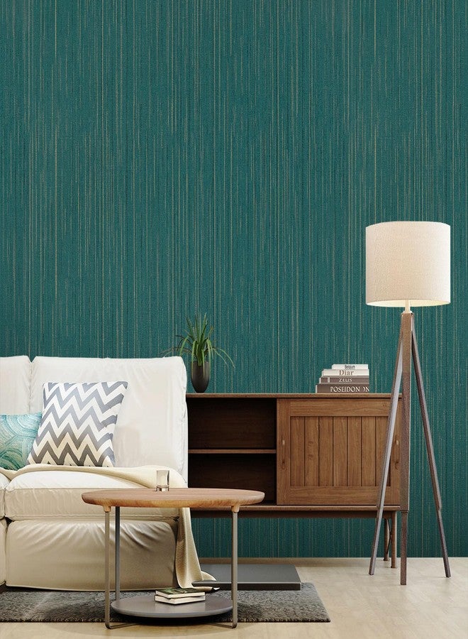 Qianglive Teal Green Grasscloth Wallpaper Peel and Stick Wallpaper Texture Contact Paper 15.7"x120" Vintage Wallpaper Removable Waterproof Wall Paper for Room Walls Cabinets Furniture Drawers Desk - Image 4