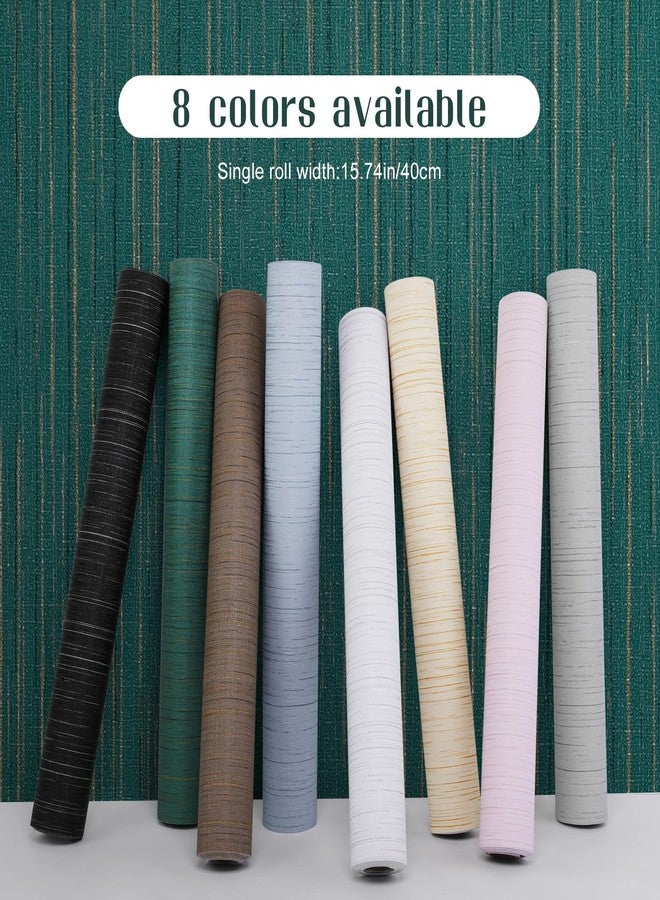 Qianglive Teal Green Grasscloth Wallpaper Peel and Stick Wallpaper Texture Contact Paper 15.7"x120" Vintage Wallpaper Removable Waterproof Wall Paper for Room Walls Cabinets Furniture Drawers Desk - Image 2