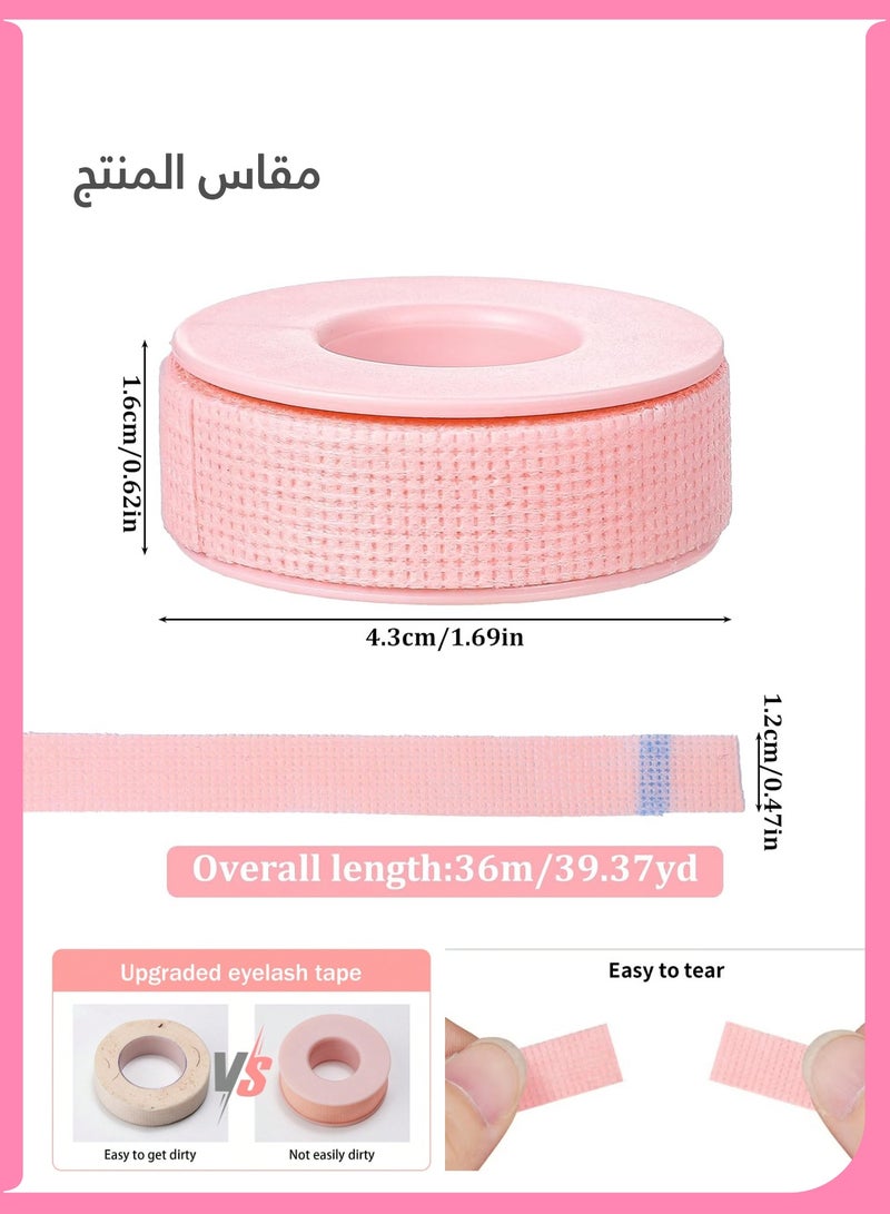لوميا 2 لفافة من شريط الرموش لتمديدات الرموش، شريط مكياج من السيليكون المسامي القابل للتنفس، شريط لاصق سهل التمزق لمختلف أنواع البشرة وفناني المكياج (وردي) - Image 2