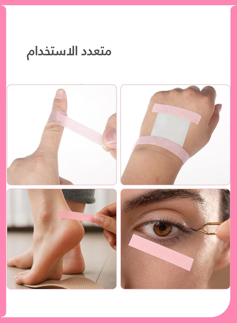 لوميا 2 لفافة من شريط الرموش لتمديدات الرموش، شريط مكياج من السيليكون المسامي القابل للتنفس، شريط لاصق سهل التمزق لمختلف أنواع البشرة وفناني المكياج (وردي) - Image 3