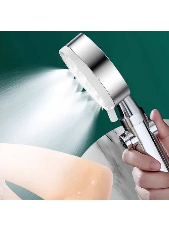 White 5 Speed Handheld Shower Head With One Button Water Stop Booster Spray - Image 2