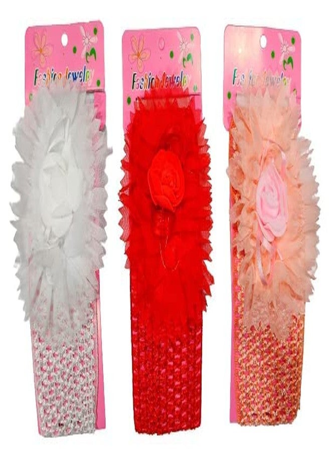 SMART VILLA TRADERS premium Designer Soft Flower Bow hairband Headband Hair Accessories for Baby Girls (Set Of 2) - Image 2