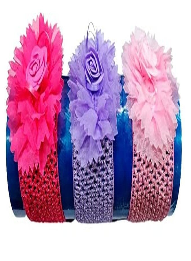 SMART VILLA TRADERS premium Designer Soft Flower Bow hairband Headband Hair Accessories for Baby Girls (Set Of 2) - Image 4