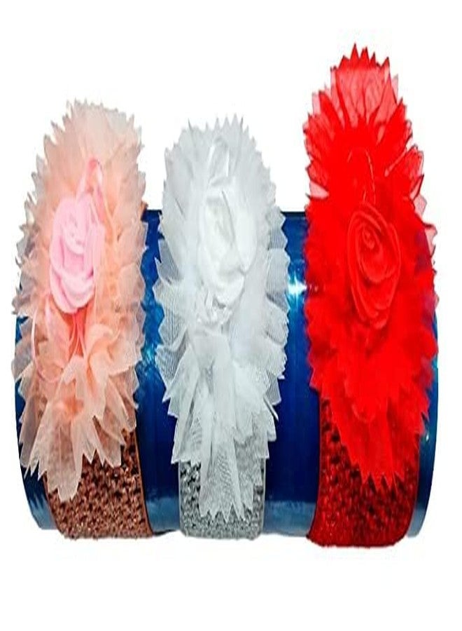 SMART VILLA TRADERS premium Designer Soft Flower Bow hairband Headband Hair Accessories for Baby Girls (Set Of 2) - Image 5